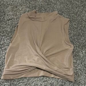 Re:named Tan Sleeveless Wrap Tank Top